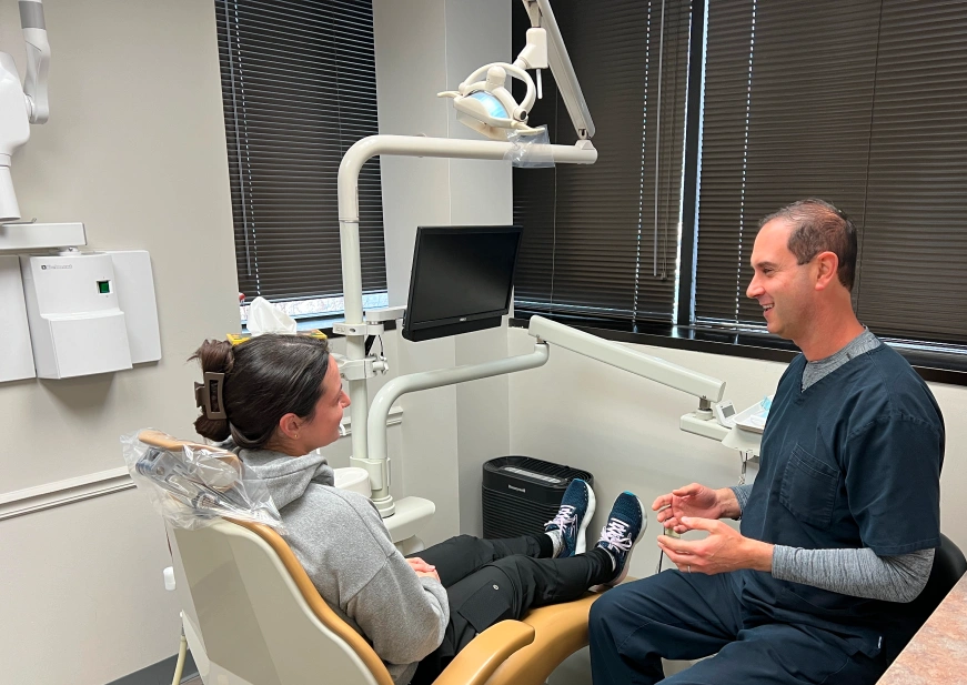 Patient visiting to receive myofunctional therapy for sleep apnea in NJ